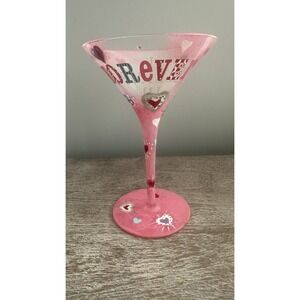 Lolita "I Believe In Forever" Hand Painted Martini Glass w/ Recipe on Bottom
